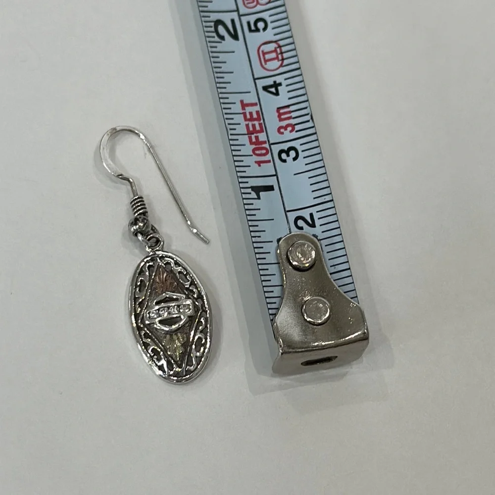 Harley-Davidson Black Hills Gold and Silver Earrings with Diamonds